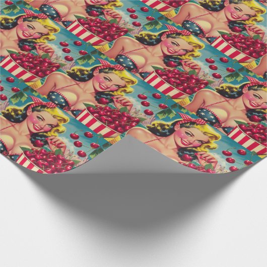 Schattigee Cherry Pin-up Cadeaupapier (Hoek)