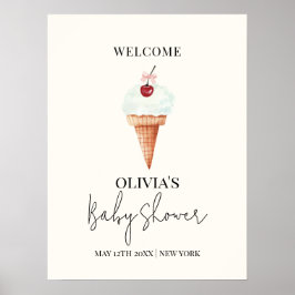 Schattigee Cherry Scoop Ice Cream Baby shower Welk Poster