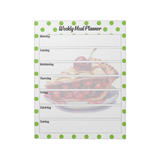 Schattigee Cherry Weekly Meal Planner Notitieblok (Linkerzijde)