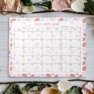 Schattigee Cheshire Cat Floral Roze Maandplanner Notitieblok