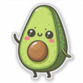Schattigee Chibi Avocado Sticker (Voorkant)