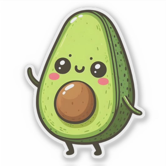Schattigee Chibi Avocado Sticker (Voorkant)
