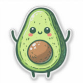 Schattigee Chibi Avocado Sticker (Voorkant)