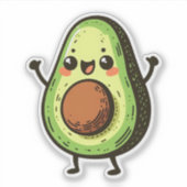 Schattigee Chibi Avocado Sticker (Voorkant)