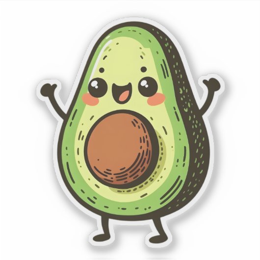 Schattigee Chibi Avocado Sticker (Voorkant)