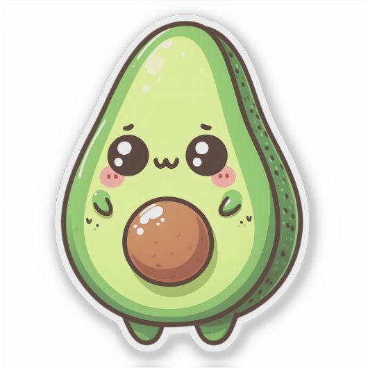 Schattigee Chibi Avocado Sticker (Voorkant)