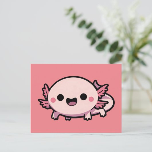 Schattigee Chibi Axolotl Briefkaart (Staand voorkant)