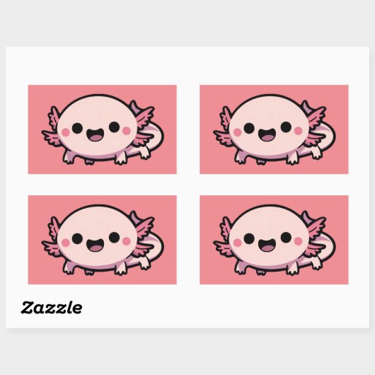Schattigee Chibi Axolotl Rechthoekige Sticker (Vel)