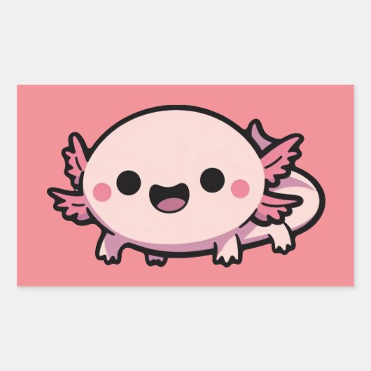 Schattigee Chibi Axolotl Rechthoekige Sticker (Voorkant)