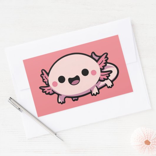 Schattigee Chibi Axolotl Rechthoekige Sticker (Envelop)