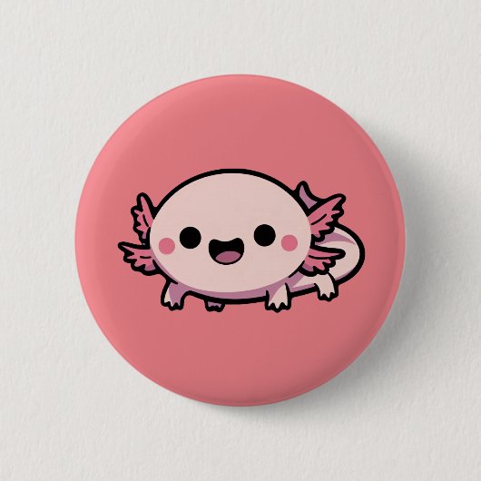 Schattigee Chibi Axolotl Ronde Button 5,7 Cm (Voorkant)