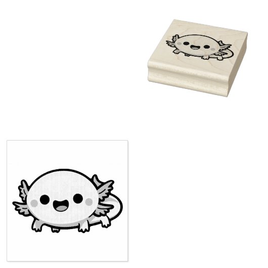 Schattigee Chibi Axolotl Rubberstempel (Gestempeld)