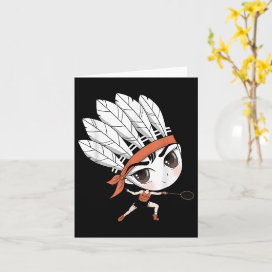 Schattigee Chibi Badminton Birdie Manga Cartoon Kaart (Gele Bloem)
