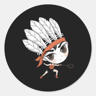 Schattigee Chibi Badminton Birdie Manga Cartoon Ronde Sticker