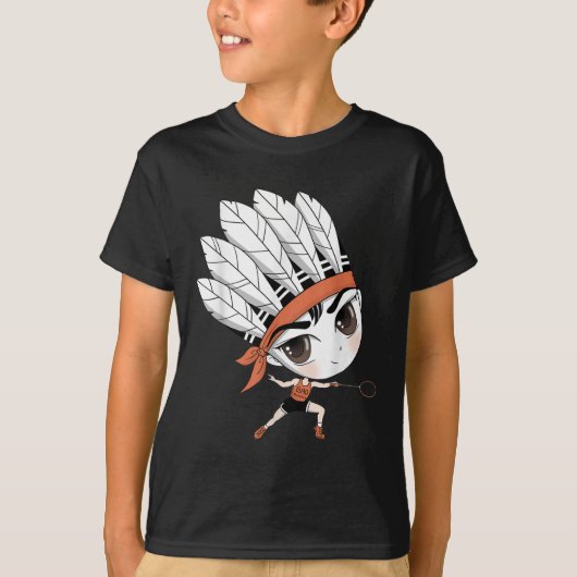 Schattigee Chibi Badminton Birdie Manga Cartoon T-shirt (Voorkant)