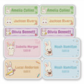 Schattigee Chibi Bunny Naam Labels voor Kinderen (Voorkant)