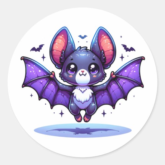 Schattigee Chibi Cartoon Bat Halloween Ronde Sticker (Voorkant)