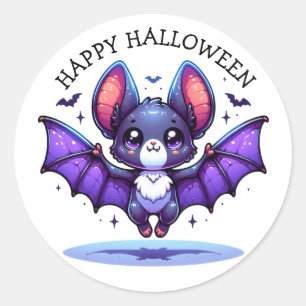 Schattigee Chibi Cartoon Bat Halloween Ronde Sticker