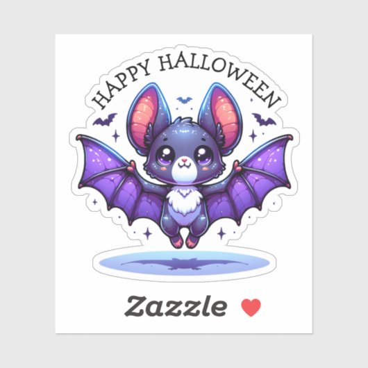 Schattigee Chibi Cartoon Bat Halloween Sticker (Vel)