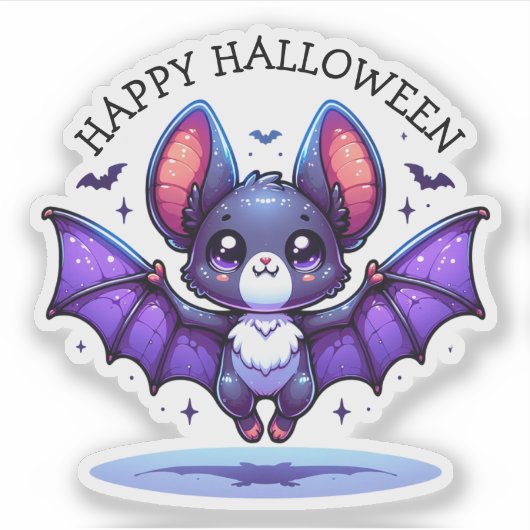 Schattigee Chibi Cartoon Bat Halloween Sticker (Voorkant)