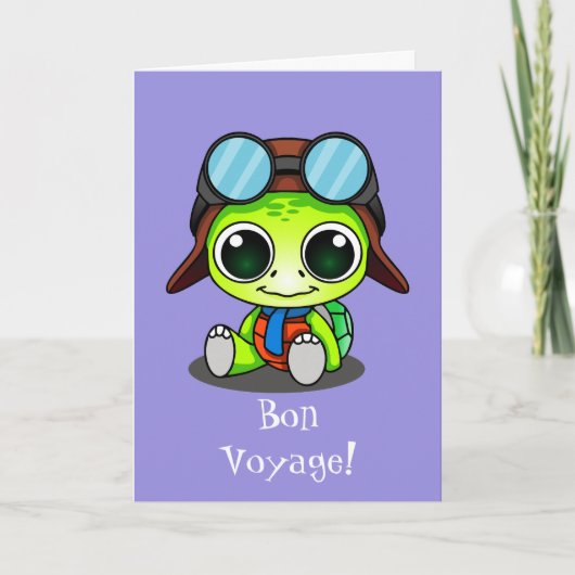 Schattigee Chibi Cartoon Turtle Bon Voyage Kaart (Voorkant)
