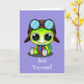 Schattigee Chibi Cartoon Turtle Bon Voyage Kaart (Gele Bloem)