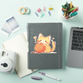Schattigee Chibi Cat met garen – Schattig Sticker (iPad Cover)