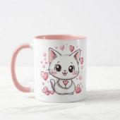 Schattigee Chibi Cat met roze harten Schattig Kawa Mok (Links)