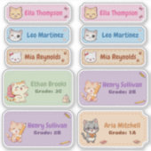 Schattigee Chibi Cat Naam Label Stickers (Voorkant)
