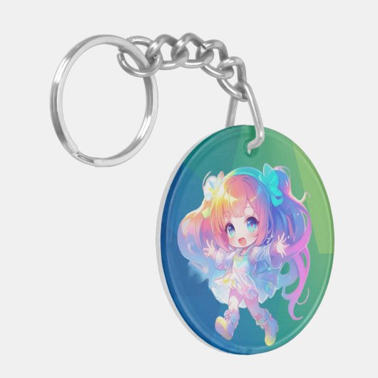 Schattigee Chibi dansen 1 Sleutelhanger (Voorkant Links)