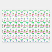 Schattigee Chibi Girl Verjaardag Golfen Thema Verj Inpakpapier Vel (Voorkant 3)