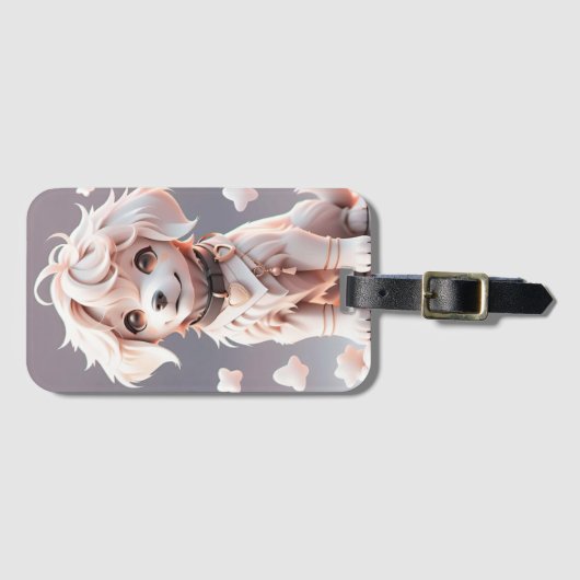 Schattigee Chibi Golden Retriever Puppy Bagagelabel (Voorkant (horizontaal))