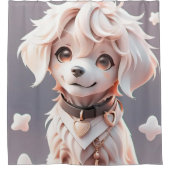 Schattigee Chibi Golden Retriever Puppy Douchegordijn (Voorkant)