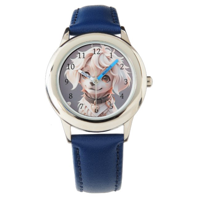 Schattigee Chibi Golden Retriever Puppy Horloge (Voorkant)