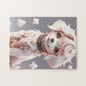 Schattigee Chibi Golden Retriever Puppy Legpuzzel (Horizontaal)