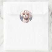 Schattigee Chibi Golden Retriever Puppy Ronde Sticker (Tas)
