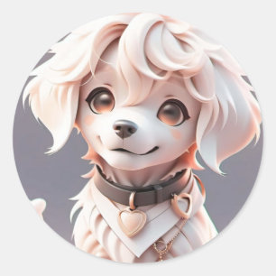 Schattigee Chibi Golden Retriever Puppy Ronde Sticker