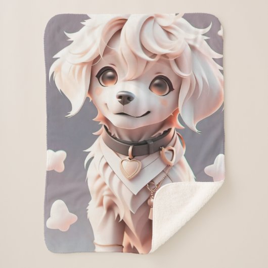 Schattigee Chibi Golden Retriever Puppy Sherpa Deken (Voorkant)