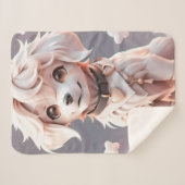 Schattigee Chibi Golden Retriever Puppy Sherpa Deken (Voorkant (horizontaal))