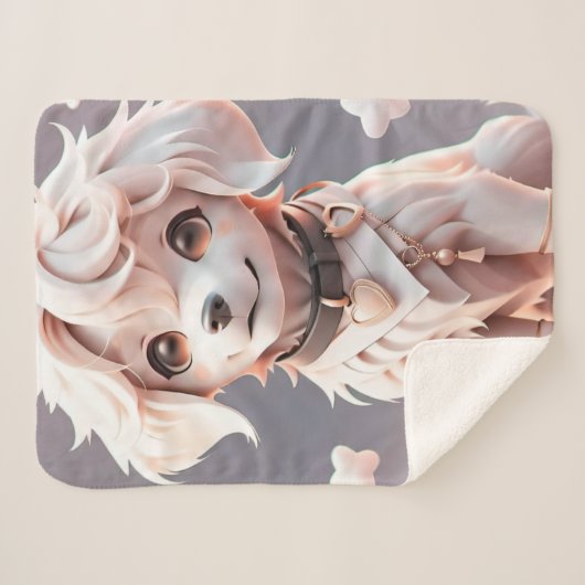 Schattigee Chibi Golden Retriever Puppy Sherpa Deken (Voorkant (horizontaal))