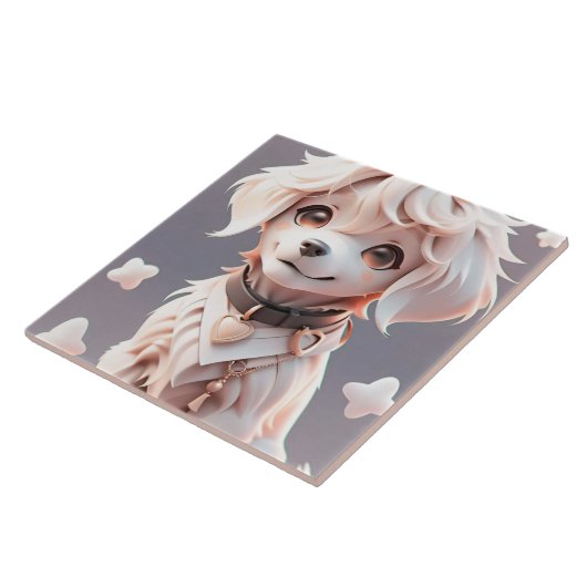 Schattigee Chibi Golden Retriever Puppy Tegeltje (Zijkant)