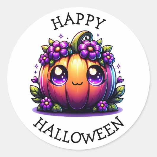 Schattigee Chibi Halloween pompoen Ronde Sticker (Voorkant)