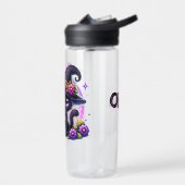 Schattigee Chibi Halloween zwarte kat en pompoen Waterfles (Links)