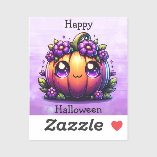 Schattigee Chibi Happy Halloween pompoen Sticker (Vel)
