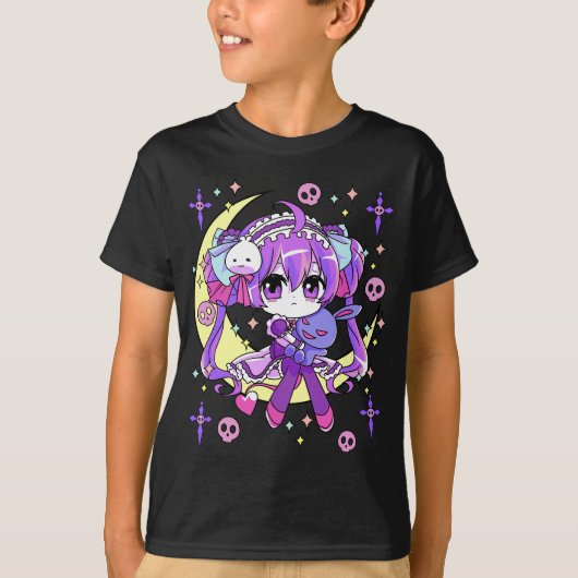 Schattigee Chibi Kawaii Anime Meisjes Pastel Gothi T-shirt (Voorkant)