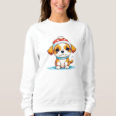 Schattigee Chibi Kawaii Cartoon Kerstmis Puppy Dog Trui (Voorkant)