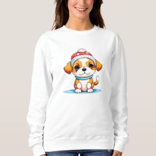 Schattigee Chibi Kawaii Cartoon Kerstmis Puppy Dog Trui (Voorkant)