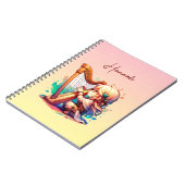 Schattigee Chibi meisje spelen harp gepersonalisee Notitieboek (Linkerzijde)
