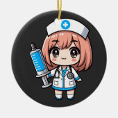 Schattigee Chibi Nurse - gezondheidszorg, anime, m Keramisch Ornament (Voorkant)