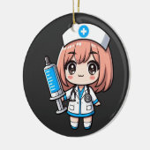 Schattigee Chibi Nurse - gezondheidszorg, anime, m Keramisch Ornament (Links)